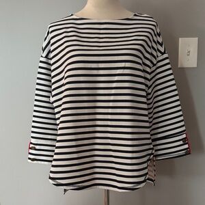 Zara Navy and White Striped Long Sleeve Tee